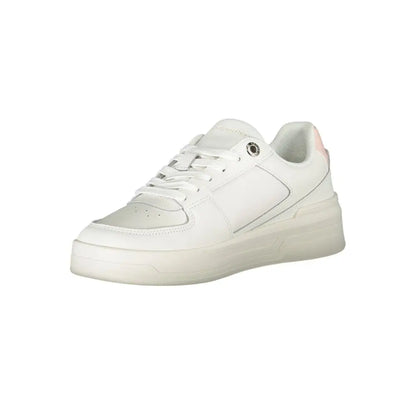 Tommy Hilfiger elegant white lace-up sneaker with pink heel accents
