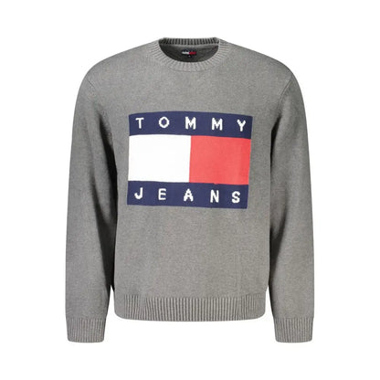 Tommy Hilfiger grå bomulds sweater med logo og flag