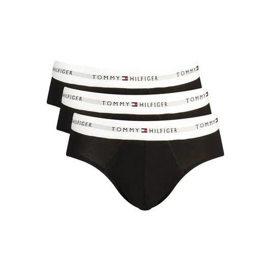 Tommy Hilfiger nero cotton herre briefs, sorte med hvid elastik