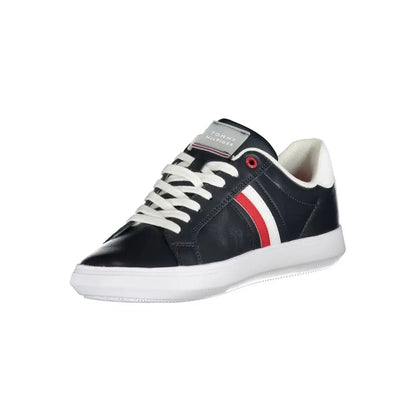 Tommy Hilfiger Sleek Blue Lace-Up Sneakers with Contrast Details - Sneakers