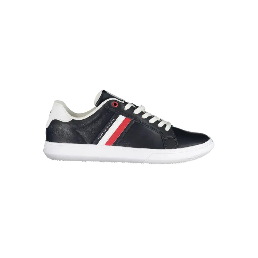 Tommy Hilfiger Sleek Blue Lace-Up Sneakers with Contrast Details - Sneakers