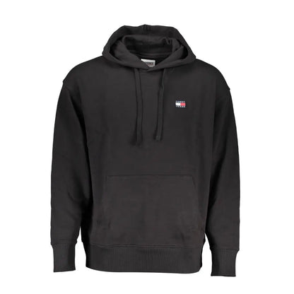 Tommy Hilfiger sleek cotton hoodie med sort stof, logo og drawstrings