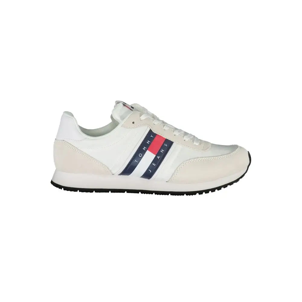 Tommy Hilfiger hvide sneakers med navy rød hvid stribet logo