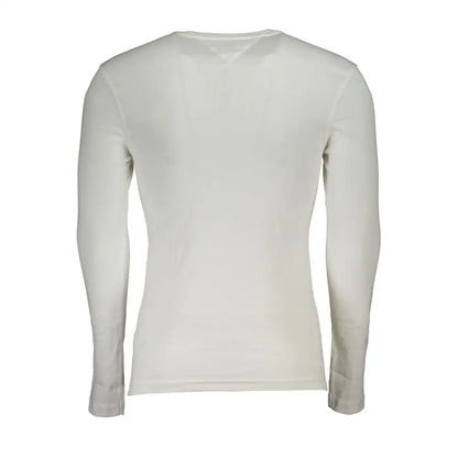 Tommy Hilfiger white cotton herre T-shirt i off-white med V-hals