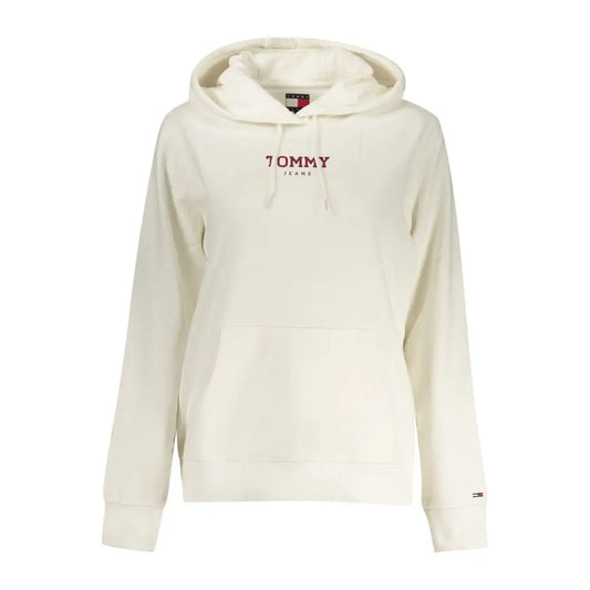 Tommy Hilfiger hvid bomuldssweatshirt med creme farve og rødt logo