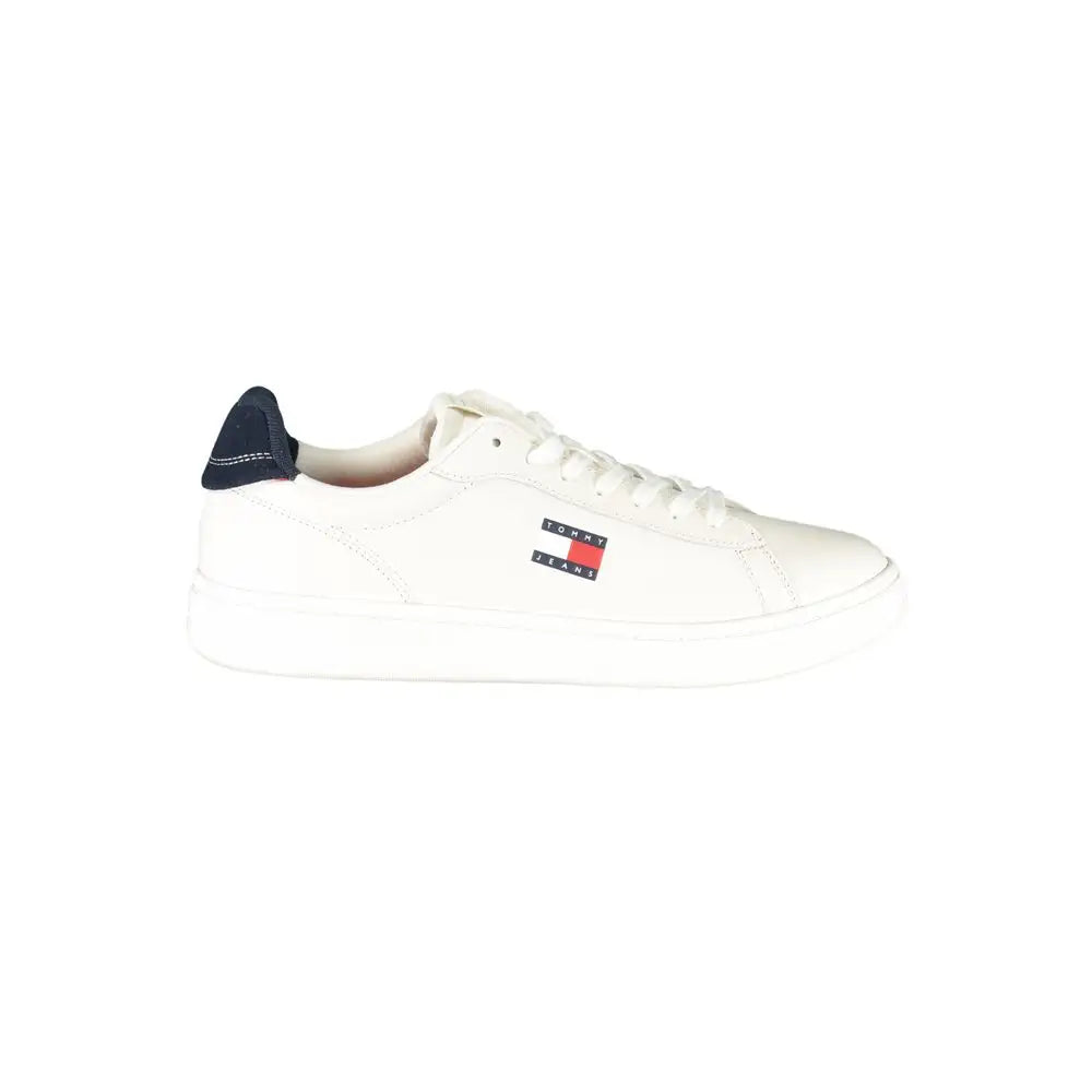 Tommy Hilfiger hvide høj kvalitet lædersneakers med navy hæl