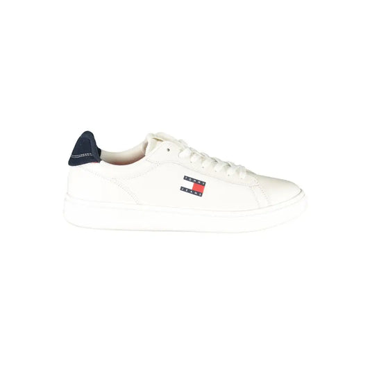 Tommy Hilfiger hvide høj kvalitet lædersneakers med navy hæl