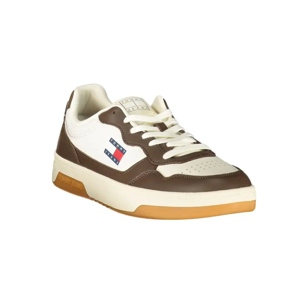 Tommy Hilfiger hvide læder herresneakers i brun og creme