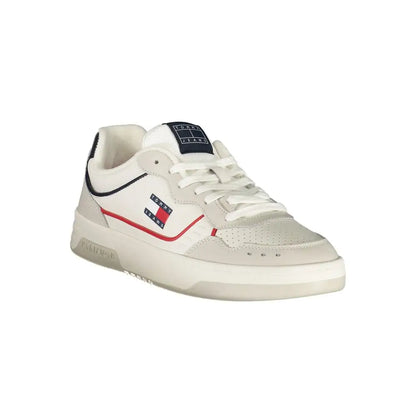 Tommy Hilfiger White Leather Men Sneakers - Sneakers