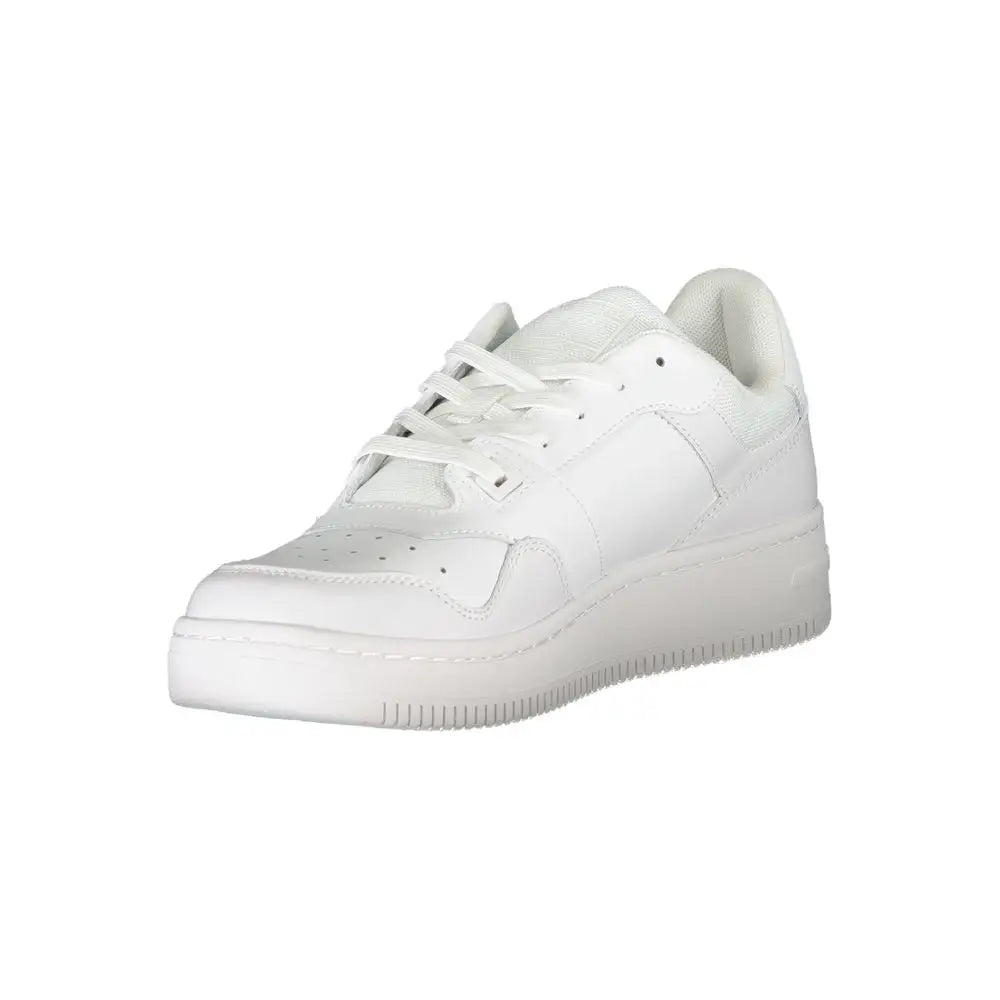 Tommy hilfiger white leather sneakers med minimalistisk design