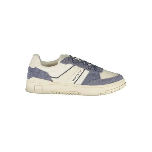 Tommy Hilfiger white leather sneakers med to-farvet suede i creme og dæmpet lilla