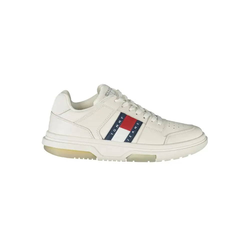 Tommy Hilfiger white læder sneakers med rød-hvid-blå logo
