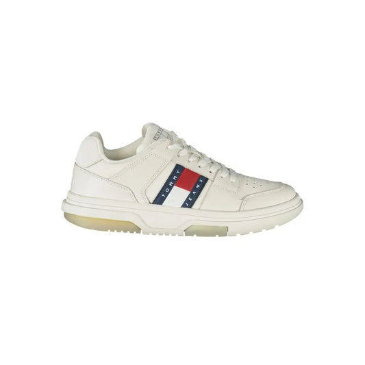 Tommy Hilfiger white læder sneakers med rød-hvid-blå logo
