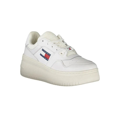 Tommy Hilfiger white leather platform sneaker med logo