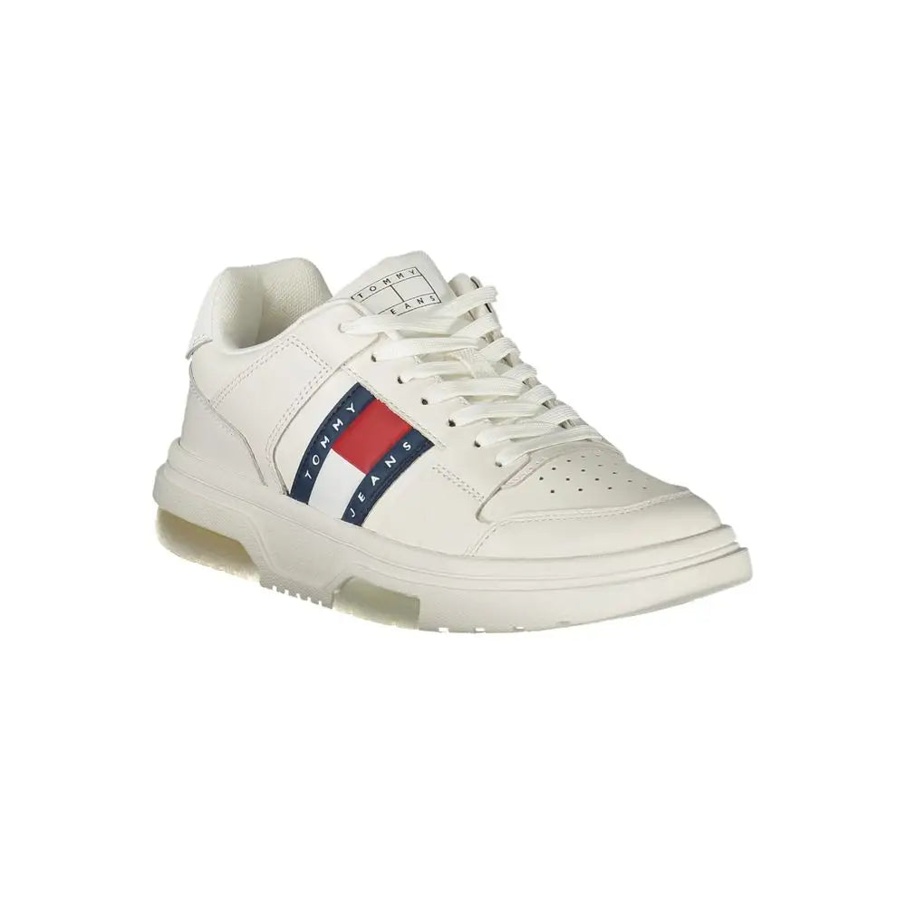 Tommy Hilfiger white læder sneakers med klassisk stribet logo