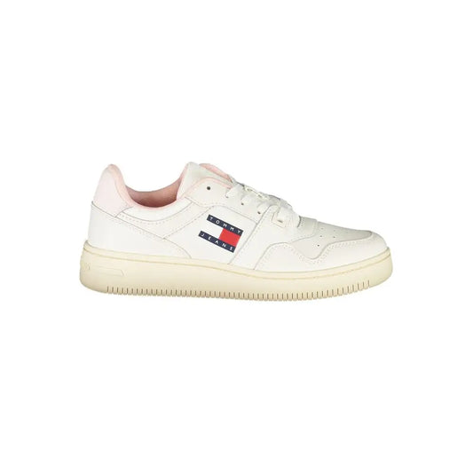 Tommy Hilfiger white leather sneaker with pink accents