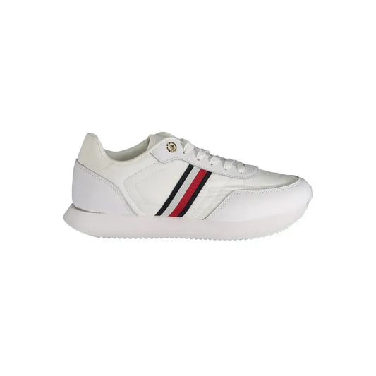 Tommy Hilfiger white polyester sneaker med sorte og røde striber