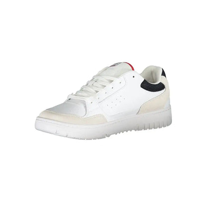 Tommy Hilfiger white sneakers med sorte og røde detaljer og perforeret side