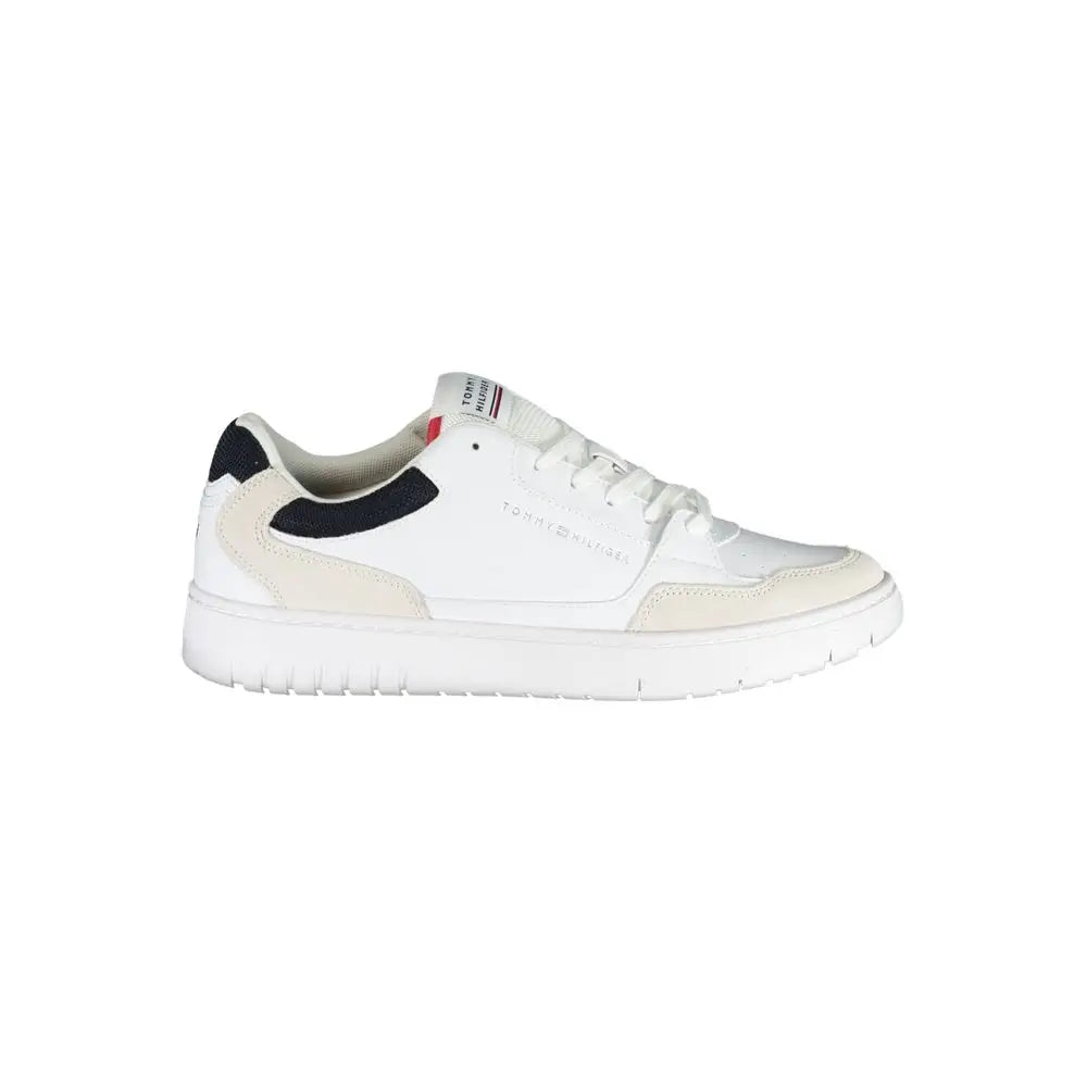 Tommy Hilfiger white herresneakers i polyethylene med navy og røde accenter