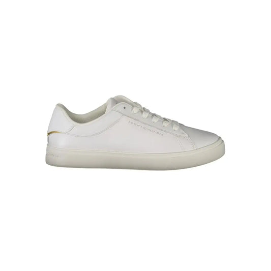 Tommy Hilfiger white polyethylene sneakers med guld accent på hælen
