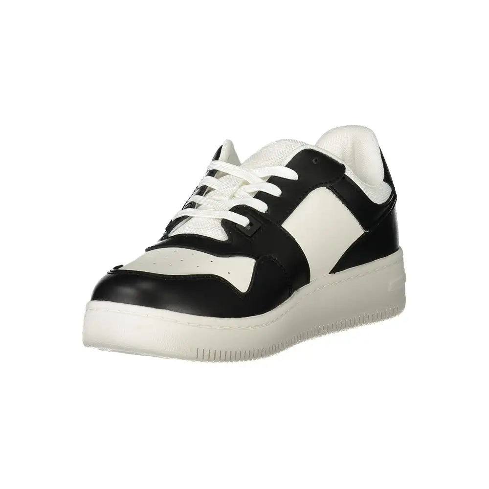 Tommy Hilfiger white polyethylene sneakers med sort-hvid lavtop og chunky sål