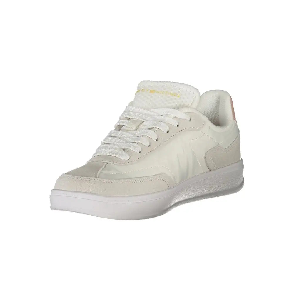 Tommy Hilfiger white polyethylene kvinders sneakers i cremfarvet suede og canvas