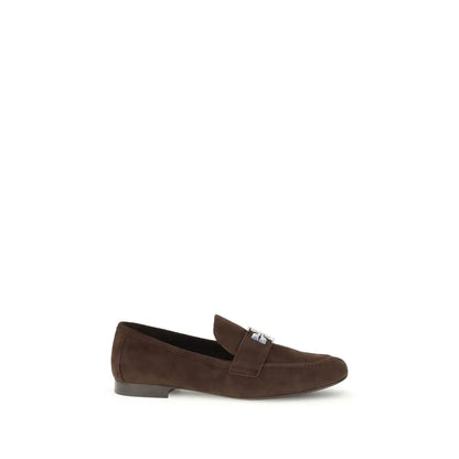 Tory Burch Eleanor loafer i brun suede med sølvspænde