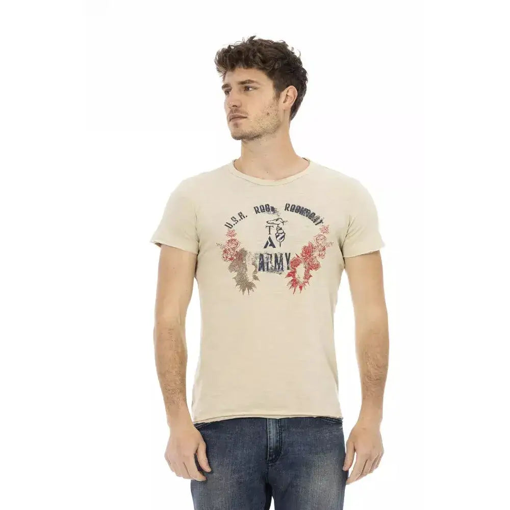 Trussardi Action Beige Cotton Men T-Shirt