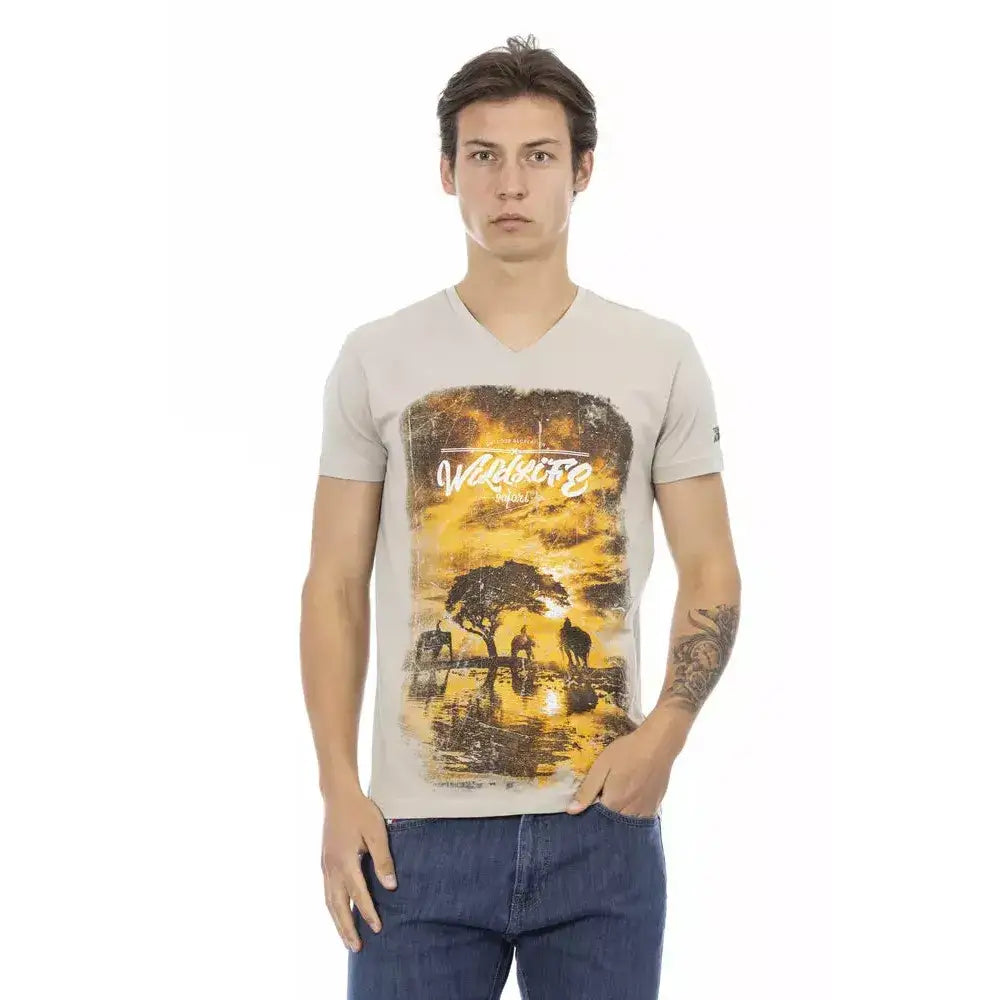 Trussardi Action Beige Cotton Men T-Shirt