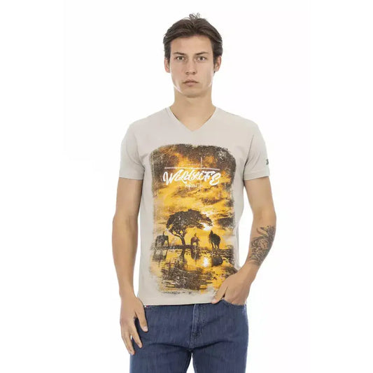 Trussardi Action Beige Cotton Men T-Shirt