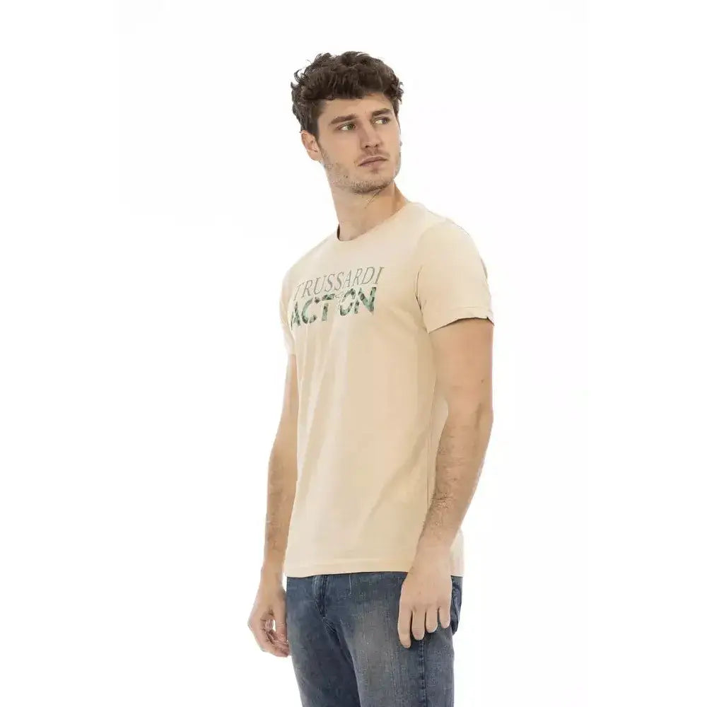 Trussardi Action Beige Cotton Men T-Shirt