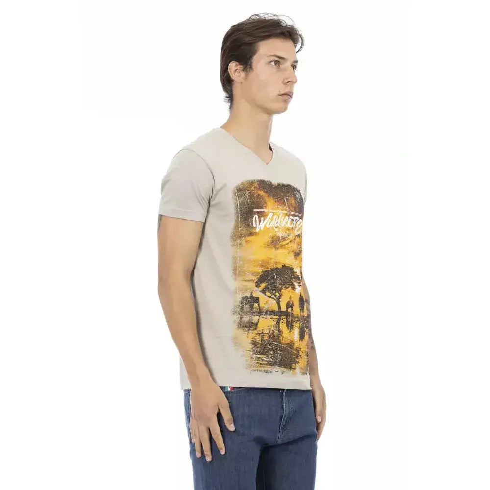 Trussardi Action Beige Cotton Men T-Shirt