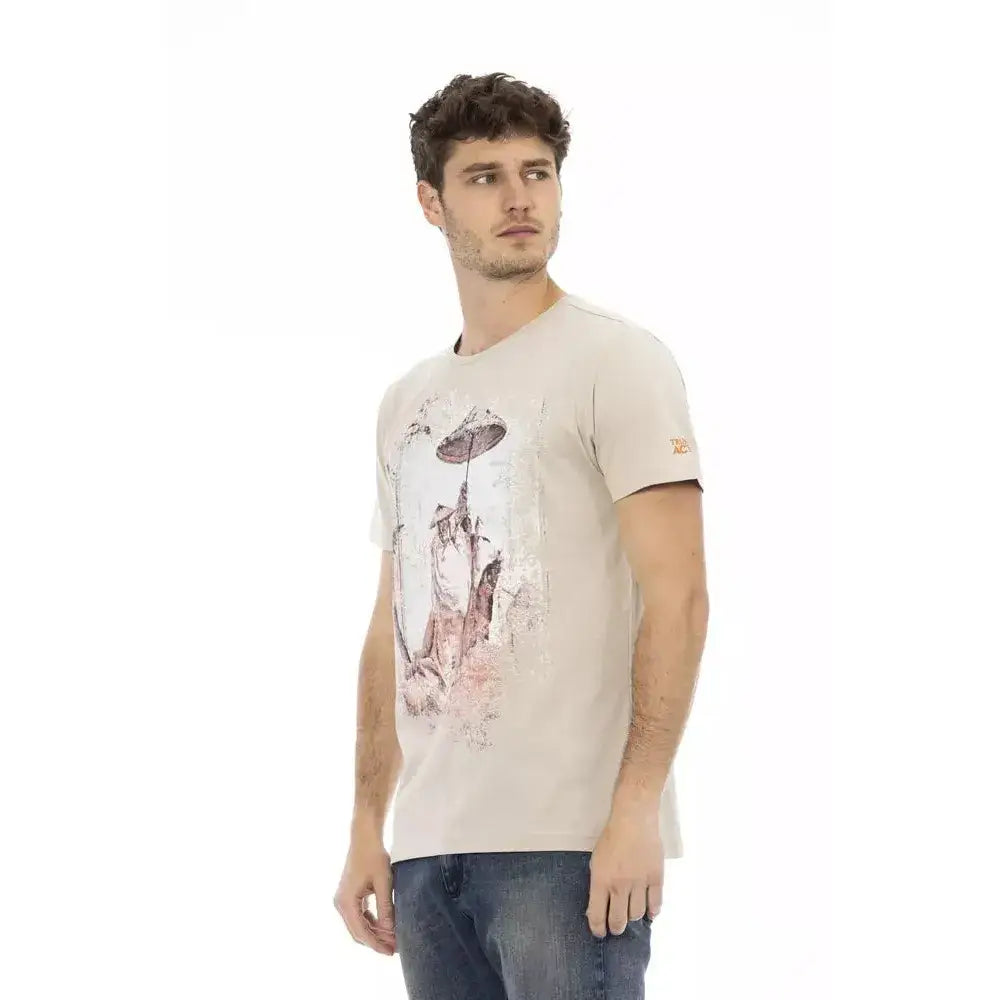 Trussardi Action Beige Cotton Men T-Shirt