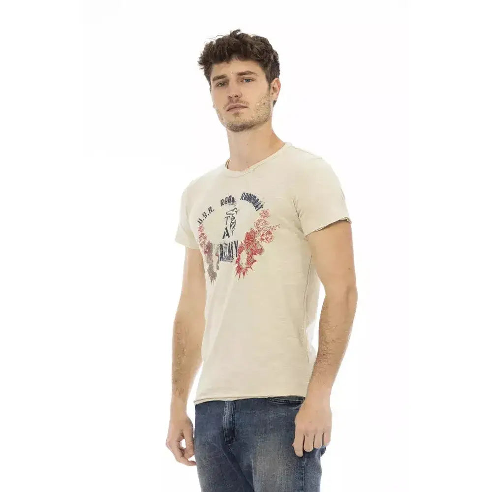 Trussardi Action Beige Cotton Men T-Shirt