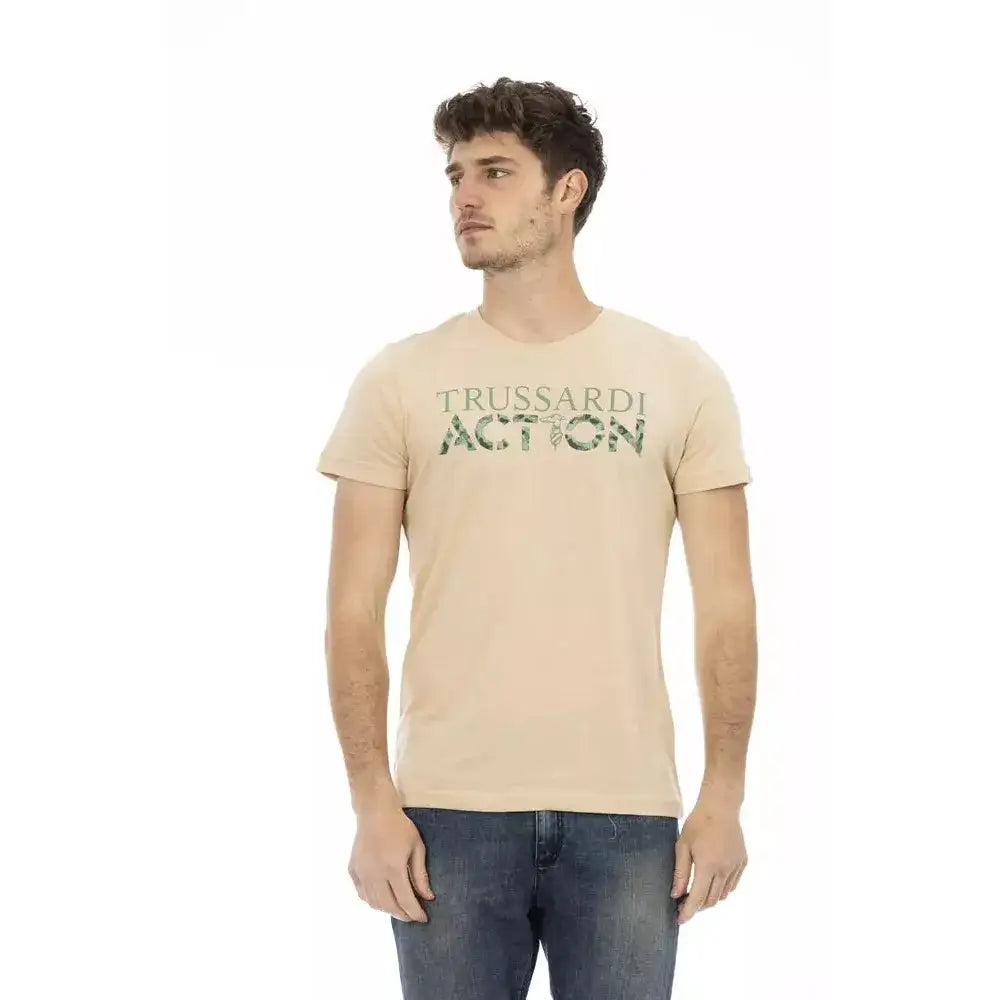 Trussardi Action Beige Cotton Men T-Shirt