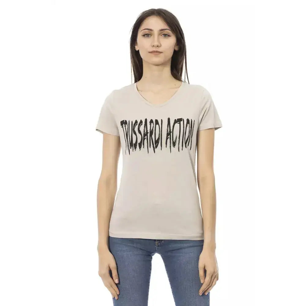 Trussardi Action Beige Cotton Women T-Shirt