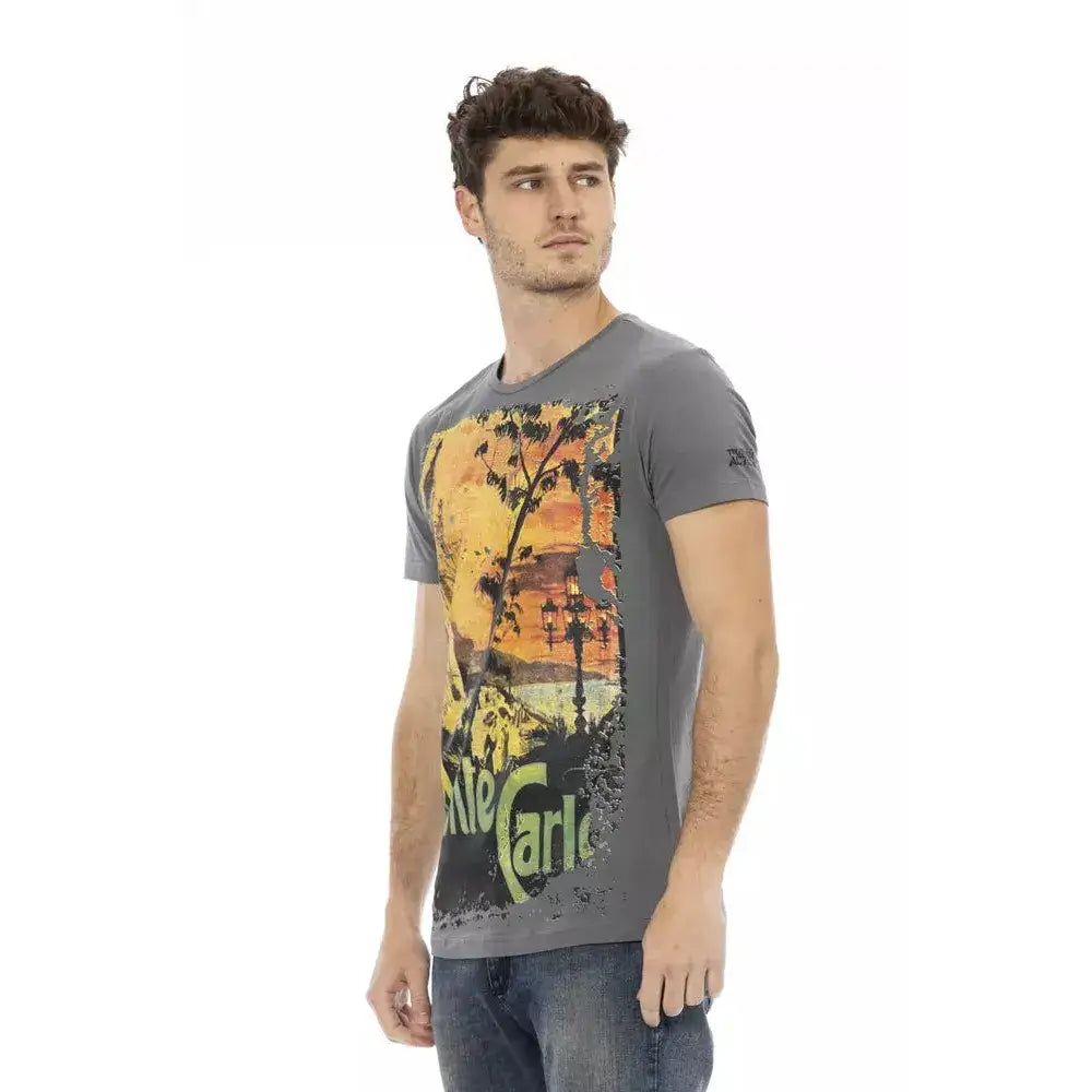 Trussardi Action Gray Cotton Men T-Shirt