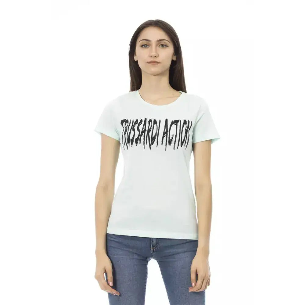 Trussardi Action Light Blue Cotton Women T-Shirt