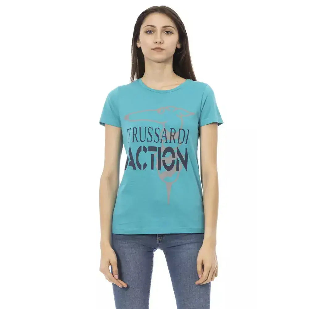 Trussardi Action Light Blue Cotton Women T-Shirt