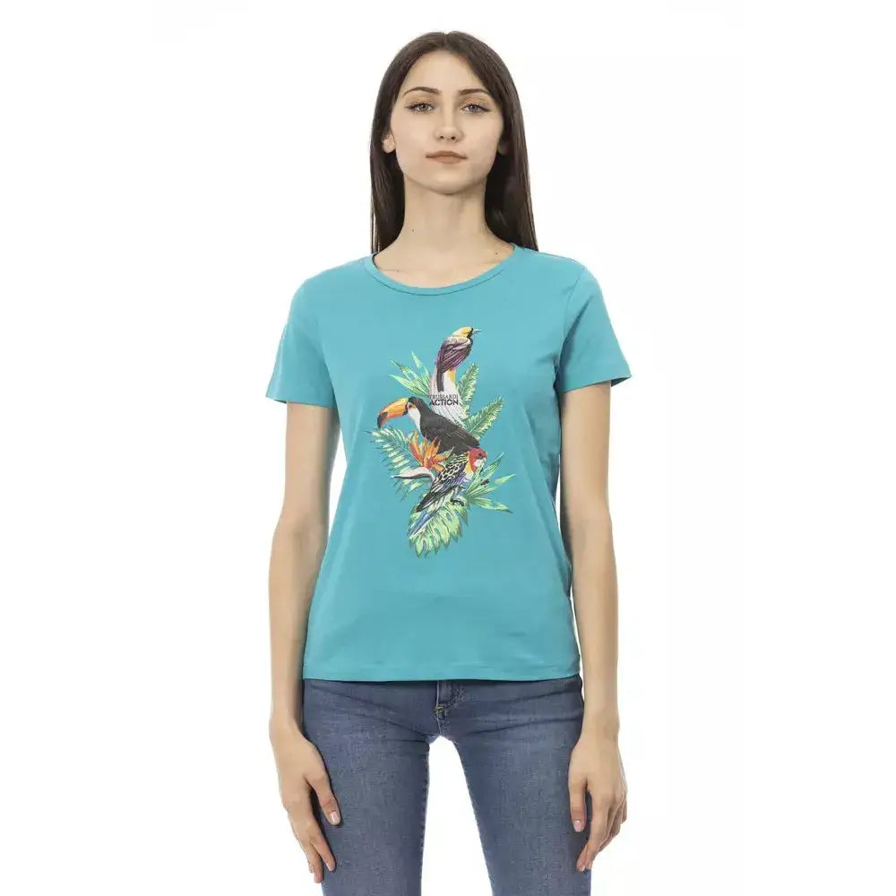 Trussardi Action Light Blue Cotton Women T-Shirt