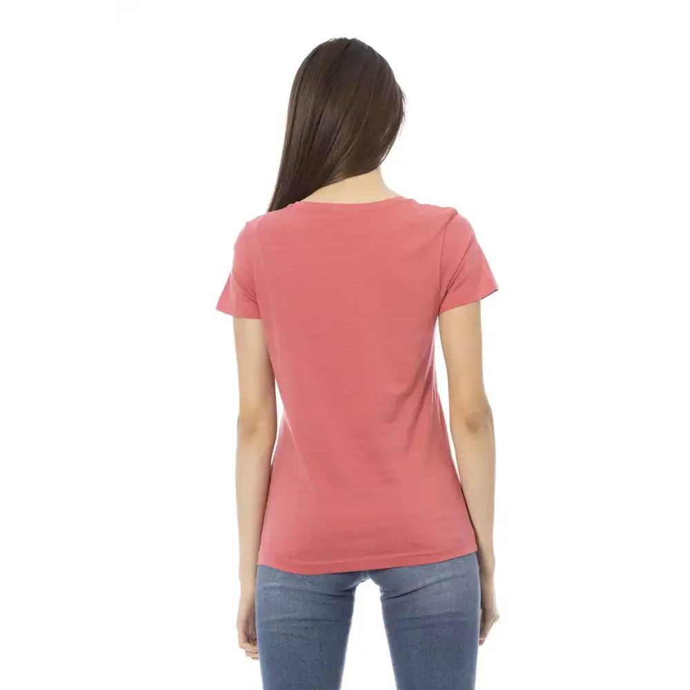 Trussardi Action multicolor cotton kvinders t-shirt i blød koralfarve
