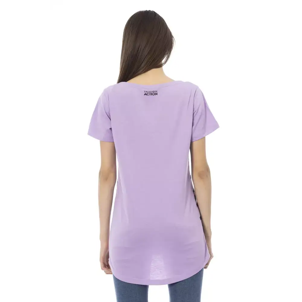 Trussardi Action Purple bomuld dametrøje i lavendel med logo