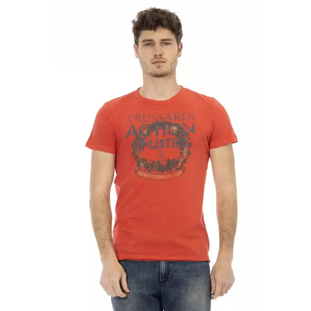 Trussardi Action Red Cotton Men T-Shirt