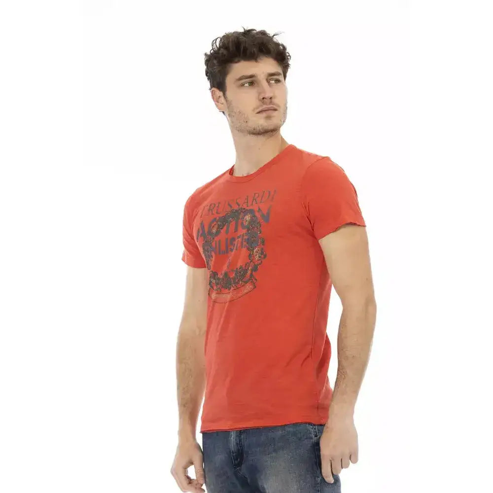 Trussardi Action Red Cotton Men T-Shirt