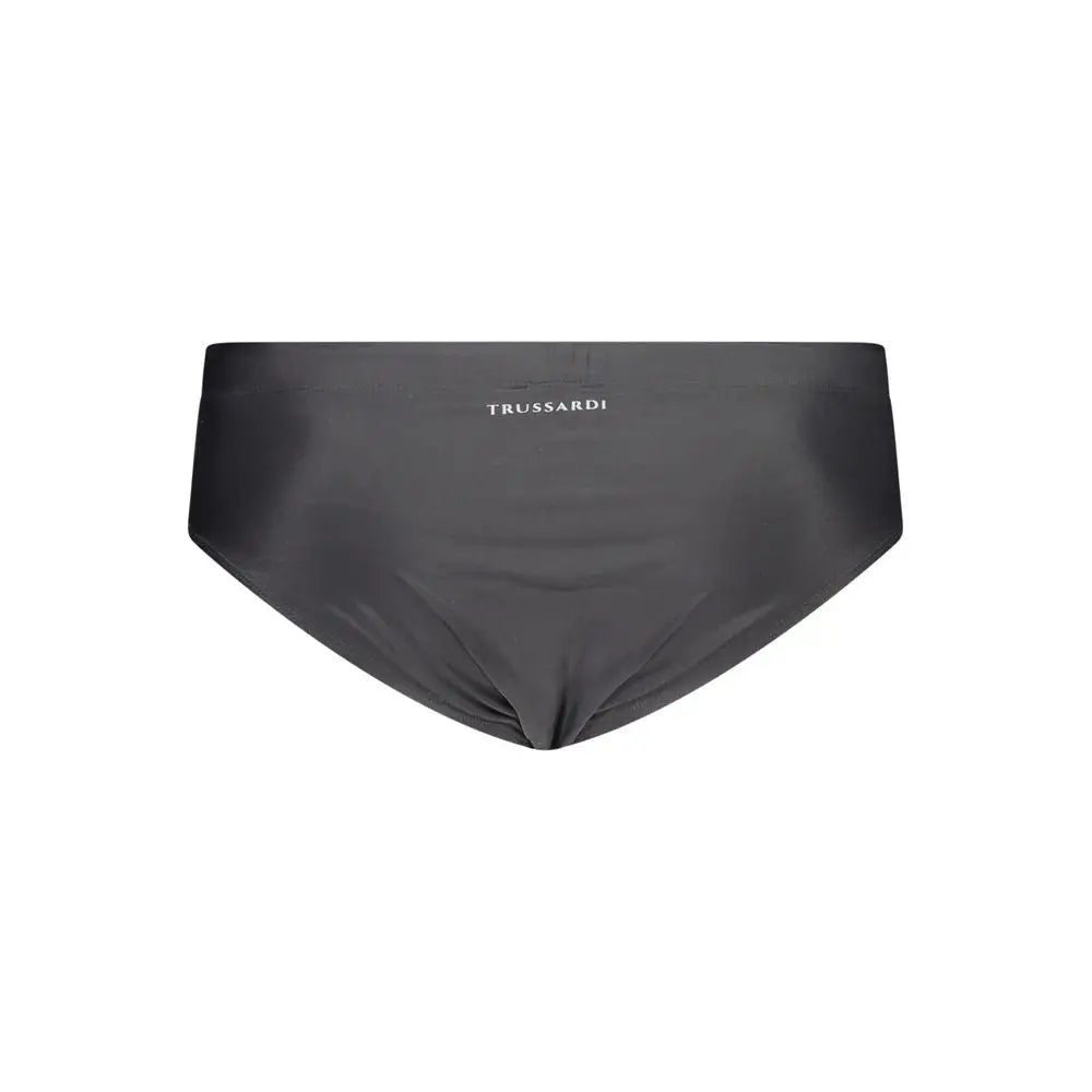 Trussardi black elastane swimwear med glat stof og logo