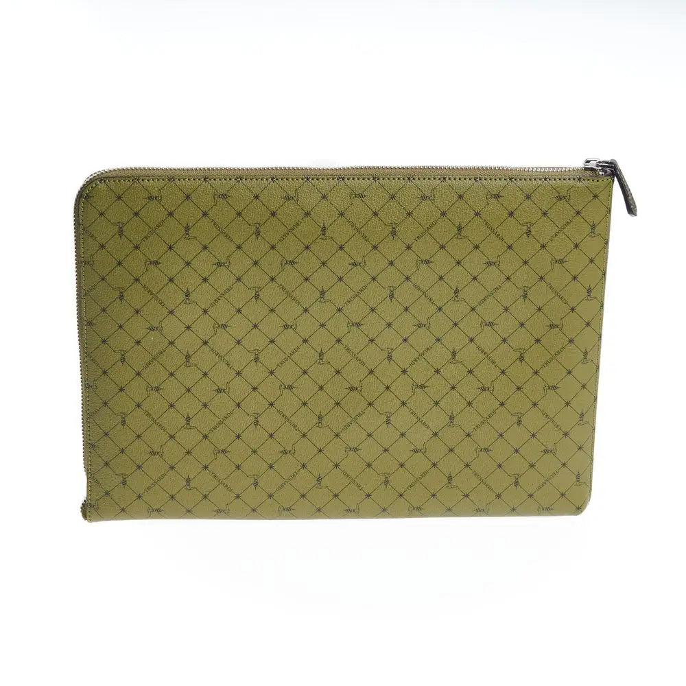Trussardi Green Leather Men Clutch