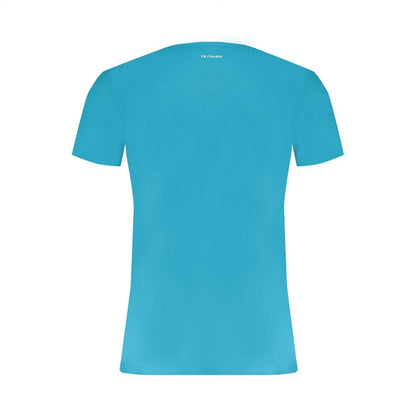 Trussardi light blue cotton t-shirt med solid tyrkis design