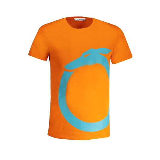 Trussardi orange cotton t-shirt with turquoise dog head graphic