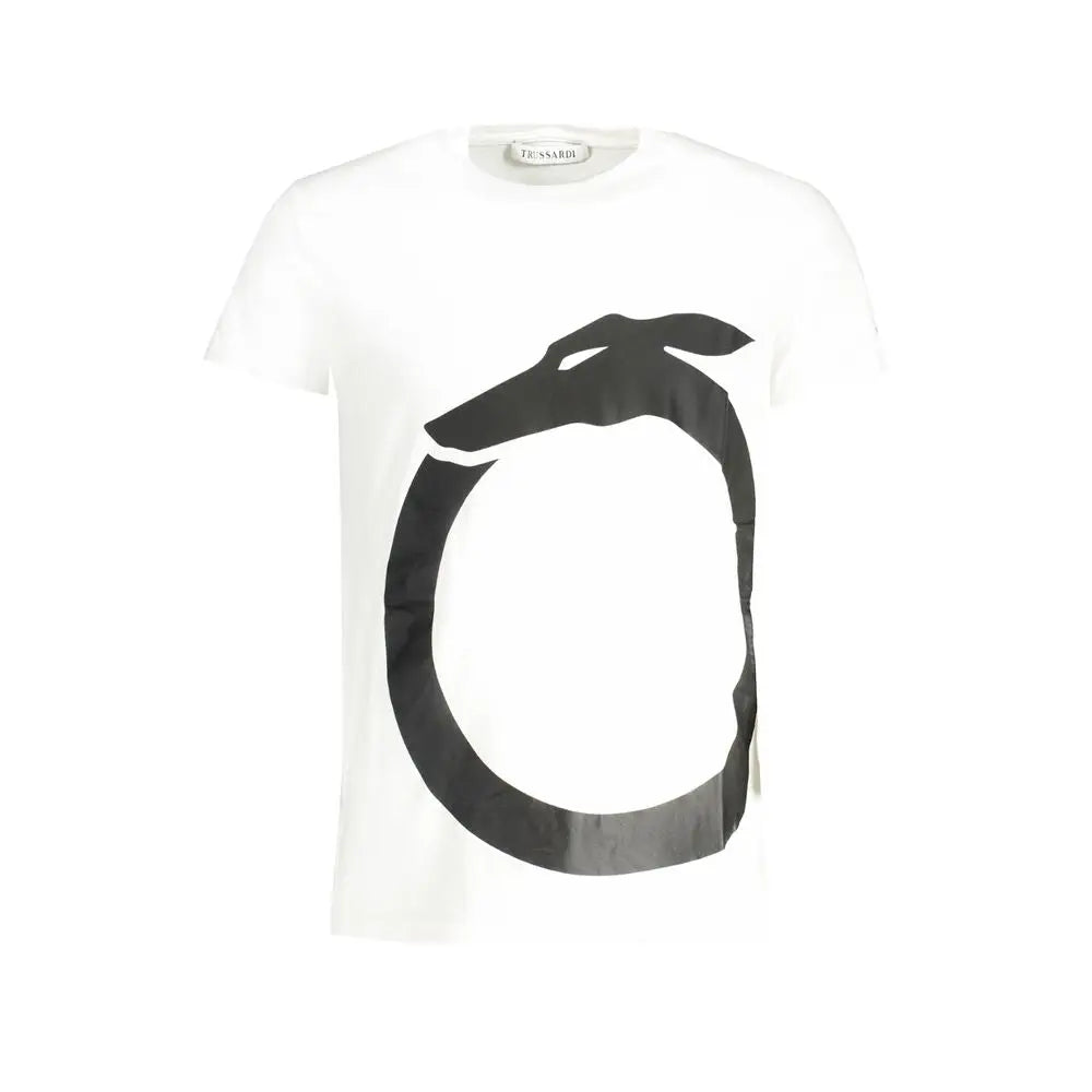 Trussardi white cotton t-shirt with bold black dog head graphic