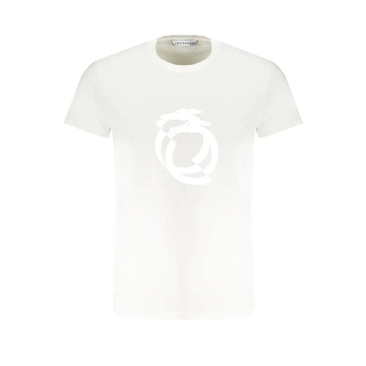 Trussardi white cotton t-shirt med subtil logo i midten
